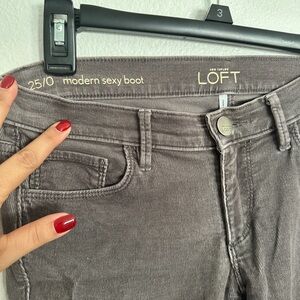 LOFT Gray Boot Cut Corduroy Pants